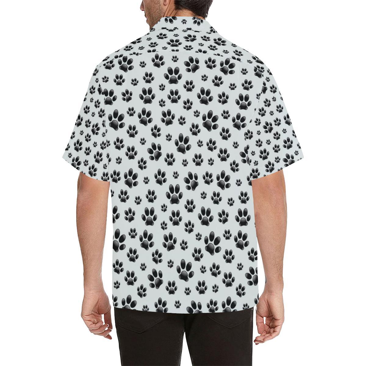 Paw Themed Print Men Aloha Hawaiian Shirt