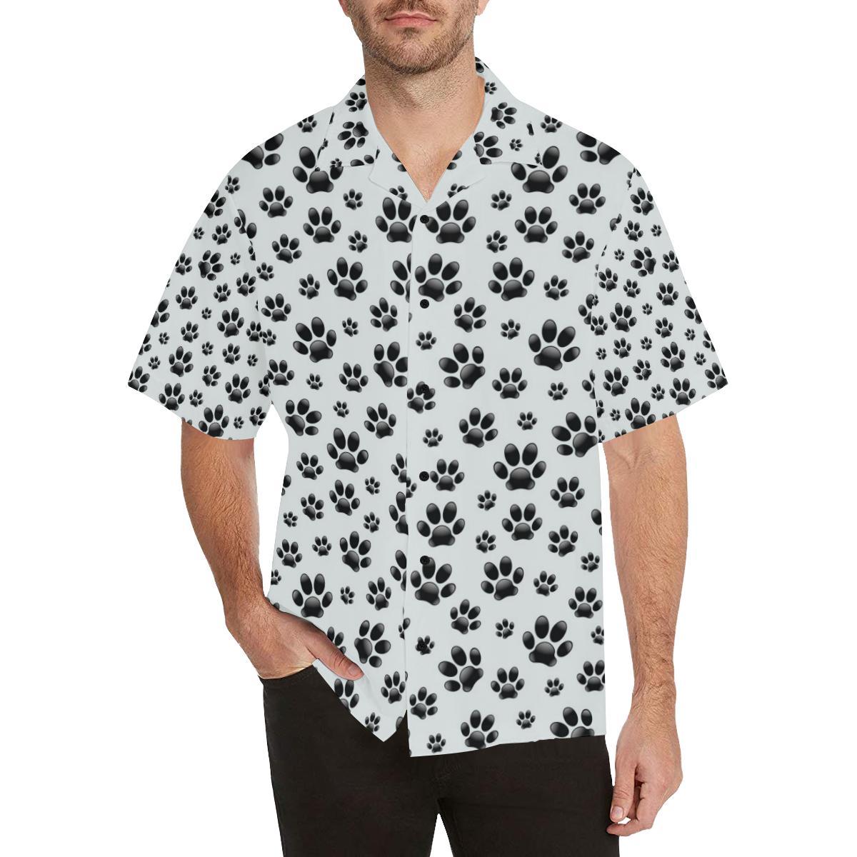 Paw Themed Print Men Aloha Hawaiian Shirt