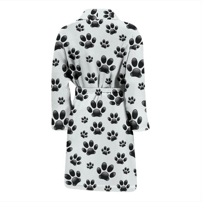 Paw Themed Print Men Bath Robe-JTAMIGO.COM