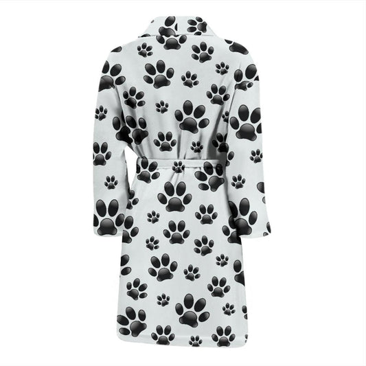 Paw Themed Print Men Bath Robe-JTAMIGO.COM