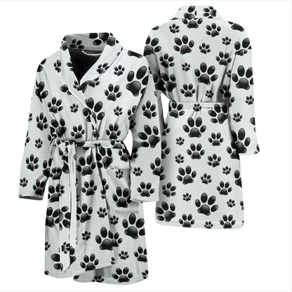 Paw Themed Print Men Bath Robe-JTAMIGO.COM