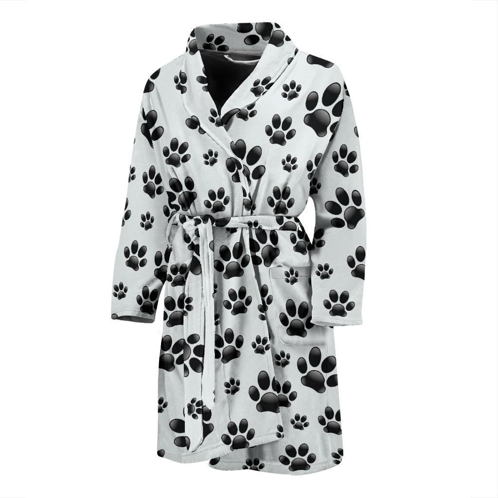 Paw Themed Print Men Bath Robe-JTAMIGO.COM