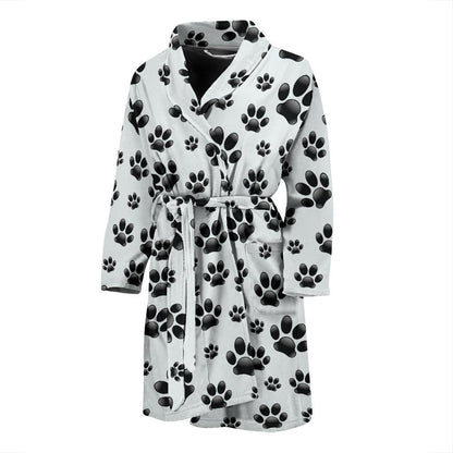 Paw Themed Print Men Bath Robe-JTAMIGO.COM