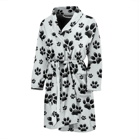 Paw Themed Print Men Bath Robe-JTAMIGO.COM