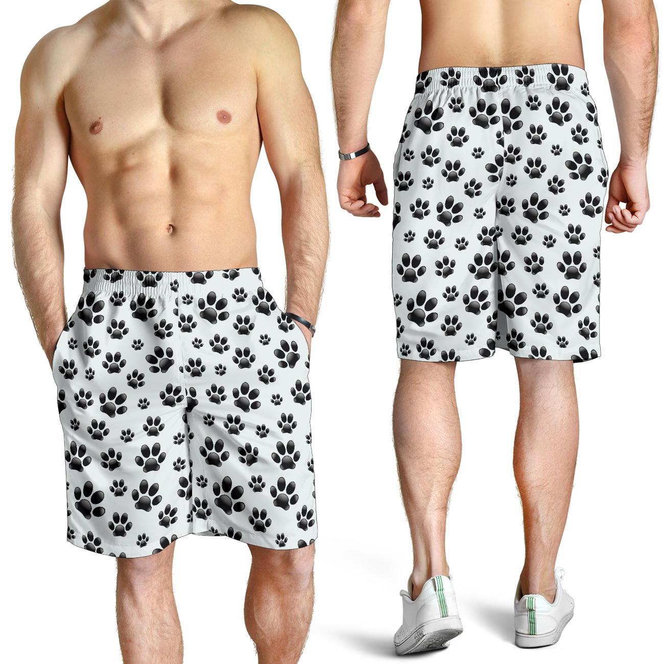 Paw Themed Print Mens Shorts-JTAMIGO.COM