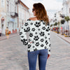 Paw Themed Print Off Shoulder Sweatshirt