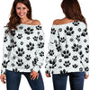 Paw Themed Print Off Shoulder Sweatshirt