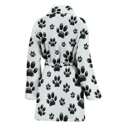 Paw Themed Print Women Bath Robe-JTAMIGO.COM