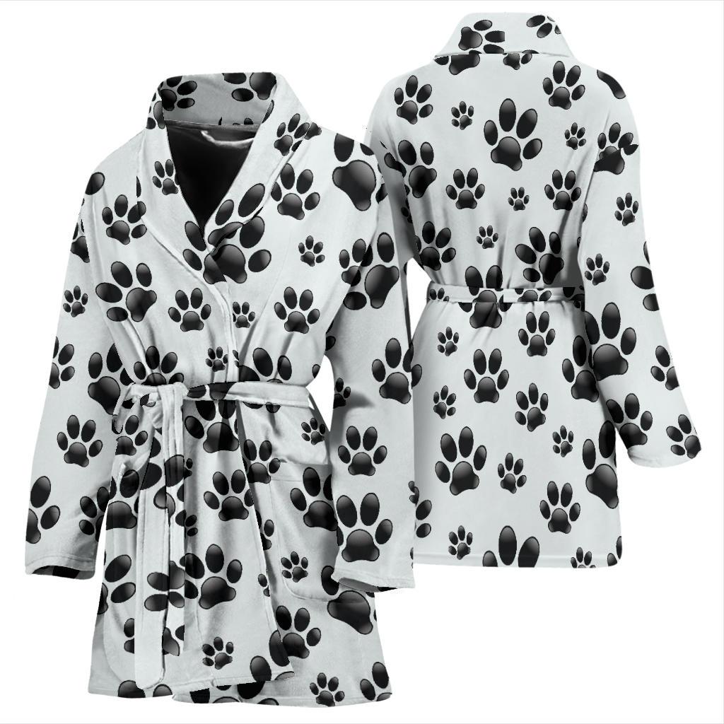 Paw Themed Print Women Bath Robe-JTAMIGO.COM