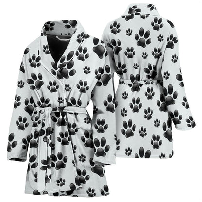 Paw Themed Print Women Bath Robe-JTAMIGO.COM