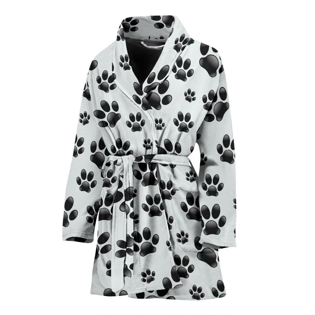 Paw Themed Print Women Bath Robe-JTAMIGO.COM