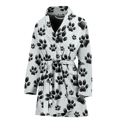 Paw Themed Print Women Bath Robe-JTAMIGO.COM