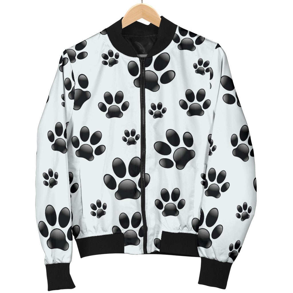 Paw Themed Print Women Casual Bomber Jacket