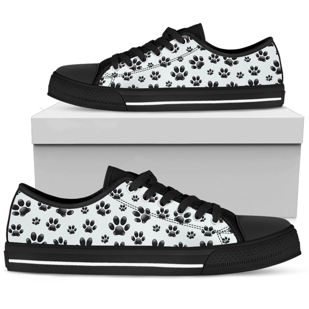 Paw Themed Print Women Low Top Shoes-JTAMIGO.COM