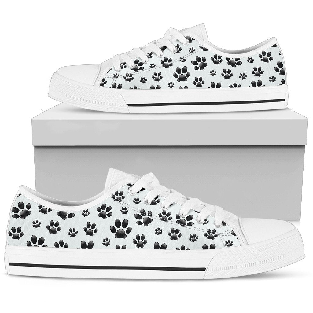 Paw Themed Print Women Low Top Shoes-JTAMIGO.COM