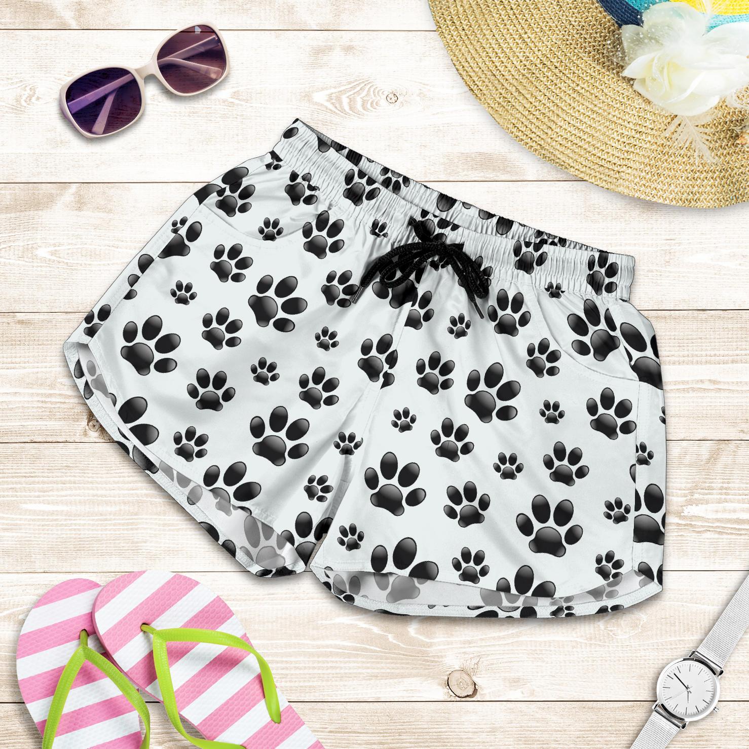 Paw Themed Print Women Shorts-JTAMIGO.COM