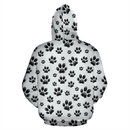 Paw Themed Print Zip Up Hoodie