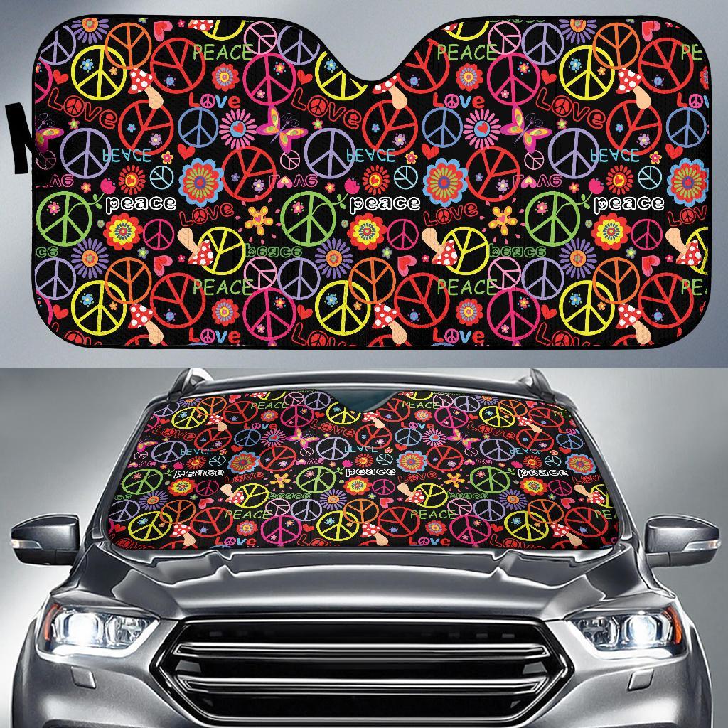 Peace Sign Colorful Design Print Car Sun Shade For Windshield