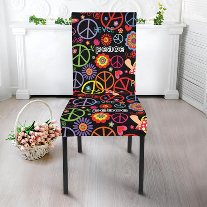 Peace Sign Colorful Design Print Dining Chair Slipcover-JTAMIGO.COM