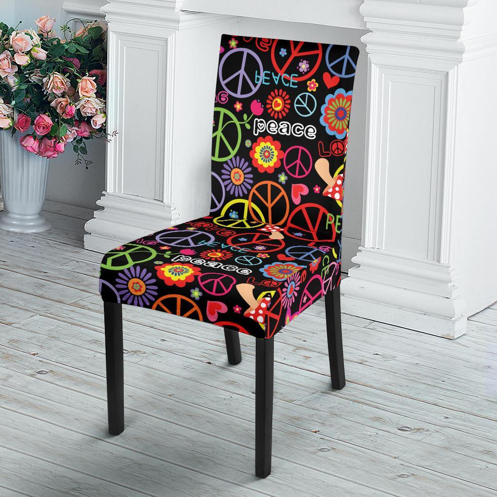 Peace Sign Colorful Design Print Dining Chair Slipcover-JTAMIGO.COM