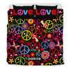 Peace Sign Colorful Design Print Duvet Cover Bedding Set