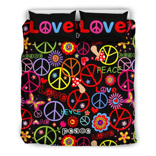 Peace Sign Colorful Design Print Duvet Cover Bedding Set