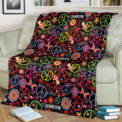 Peace Sign Colorful Design Print Fleece Blanket