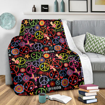 Peace Sign Colorful Design Print Fleece Blanket