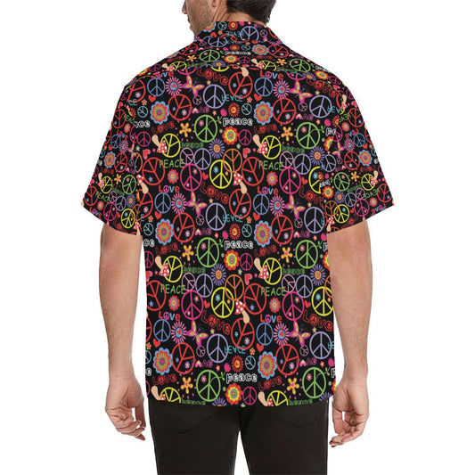 Peace Sign Colorful Design Print Men Aloha Hawaiian Shirt