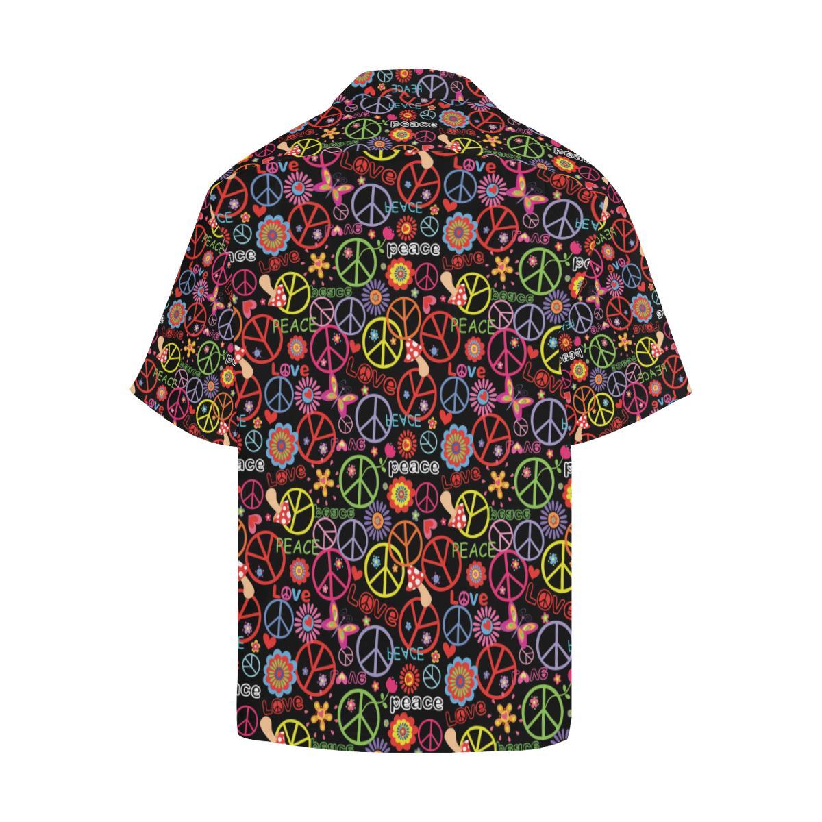 Peace Sign Colorful Design Print Men Aloha Hawaiian Shirt