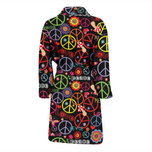 Peace Sign Colorful Design Print Men Bath Robe-JTAMIGO.COM