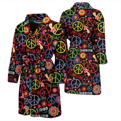 Peace Sign Colorful Design Print Men Bath Robe-JTAMIGO.COM