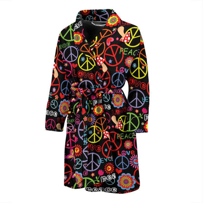 Peace Sign Colorful Design Print Men Bath Robe-JTAMIGO.COM