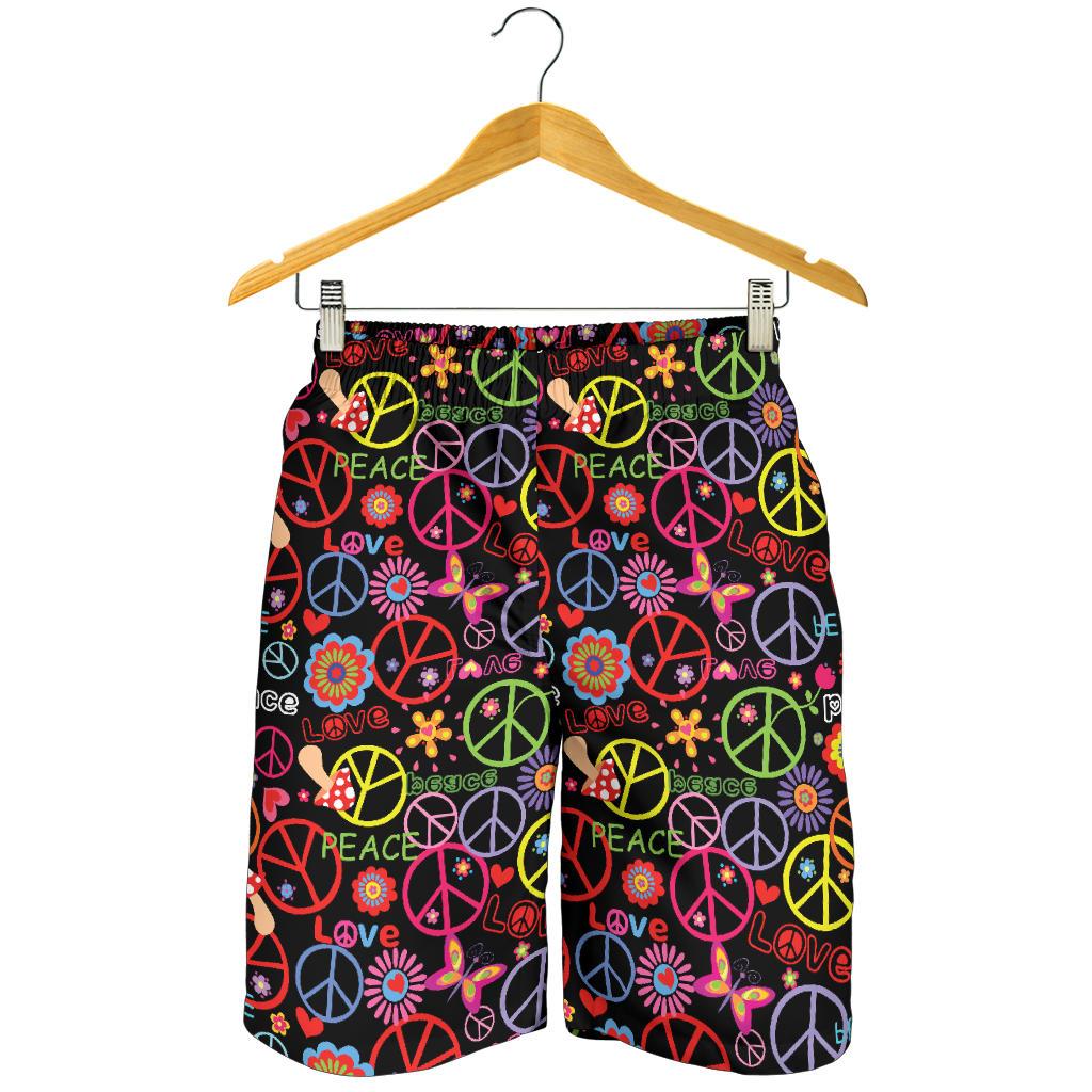 Peace Sign Colorful Design Print Mens Shorts-JTAMIGO.COM