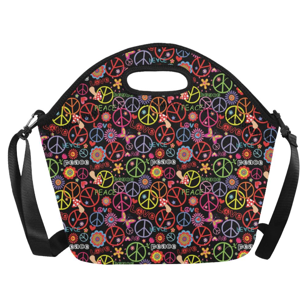 Peace Sign Colorful Design Print Neoprene Lunch Bag (Model 1669)(Large)-JTAMIGO.COM