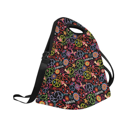 Peace Sign Colorful Design Print Neoprene Lunch Bag (Model 1669)(Large)-JTAMIGO.COM