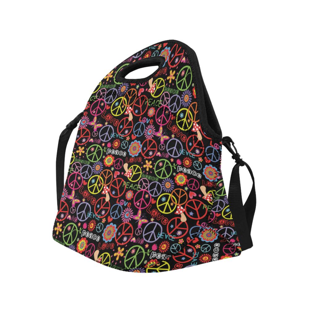 Peace Sign Colorful Design Print Neoprene Lunch Bag (Model 1669)(Large)-JTAMIGO.COM
