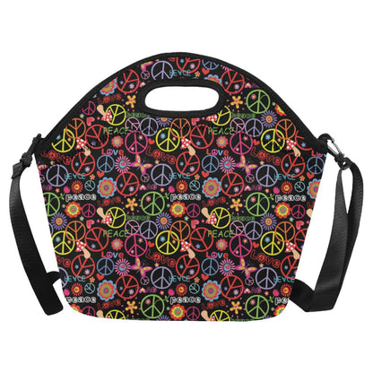 Peace Sign Colorful Design Print Neoprene Lunch Bag (Model 1669)(Large)-JTAMIGO.COM