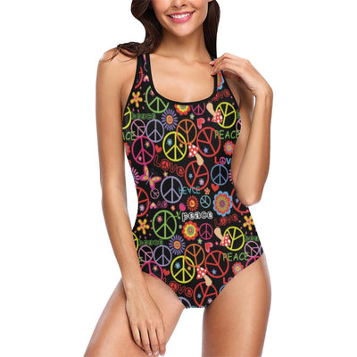 Peace Sign Colorful Design Print One Piece Swimsuit-JTAMIGO.COM