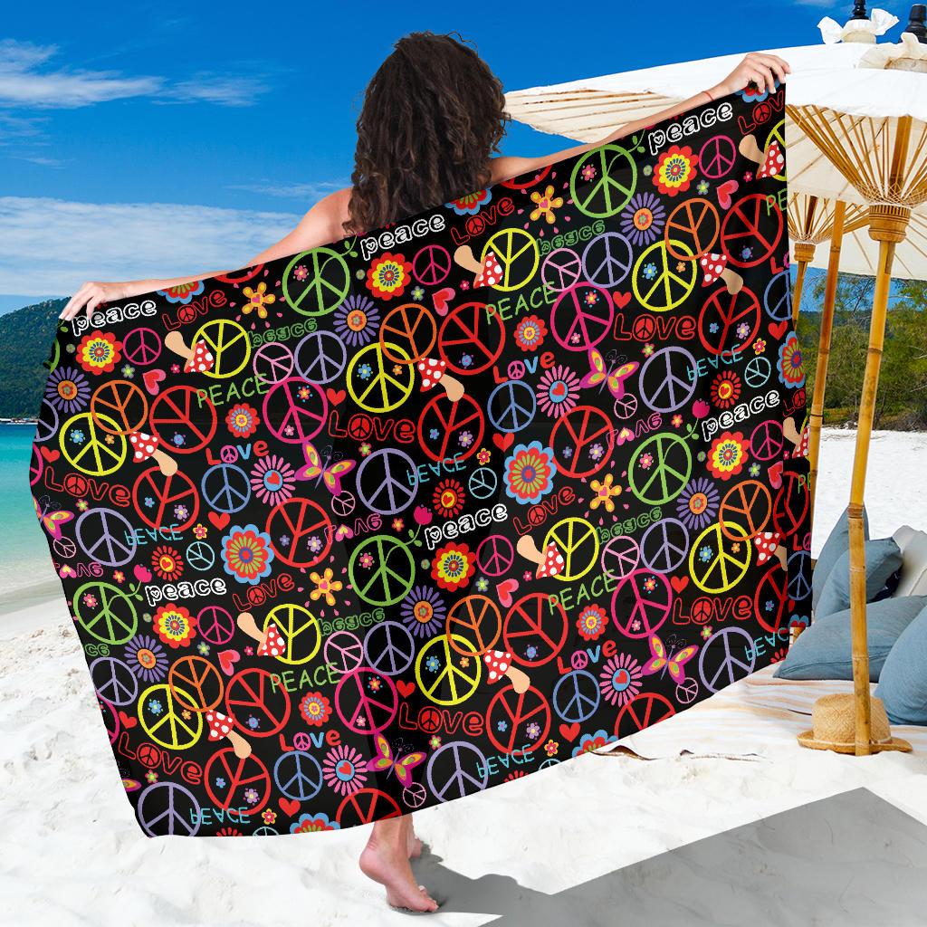 Peace Sign Colorful Design Print Sarong Pareo Wrap