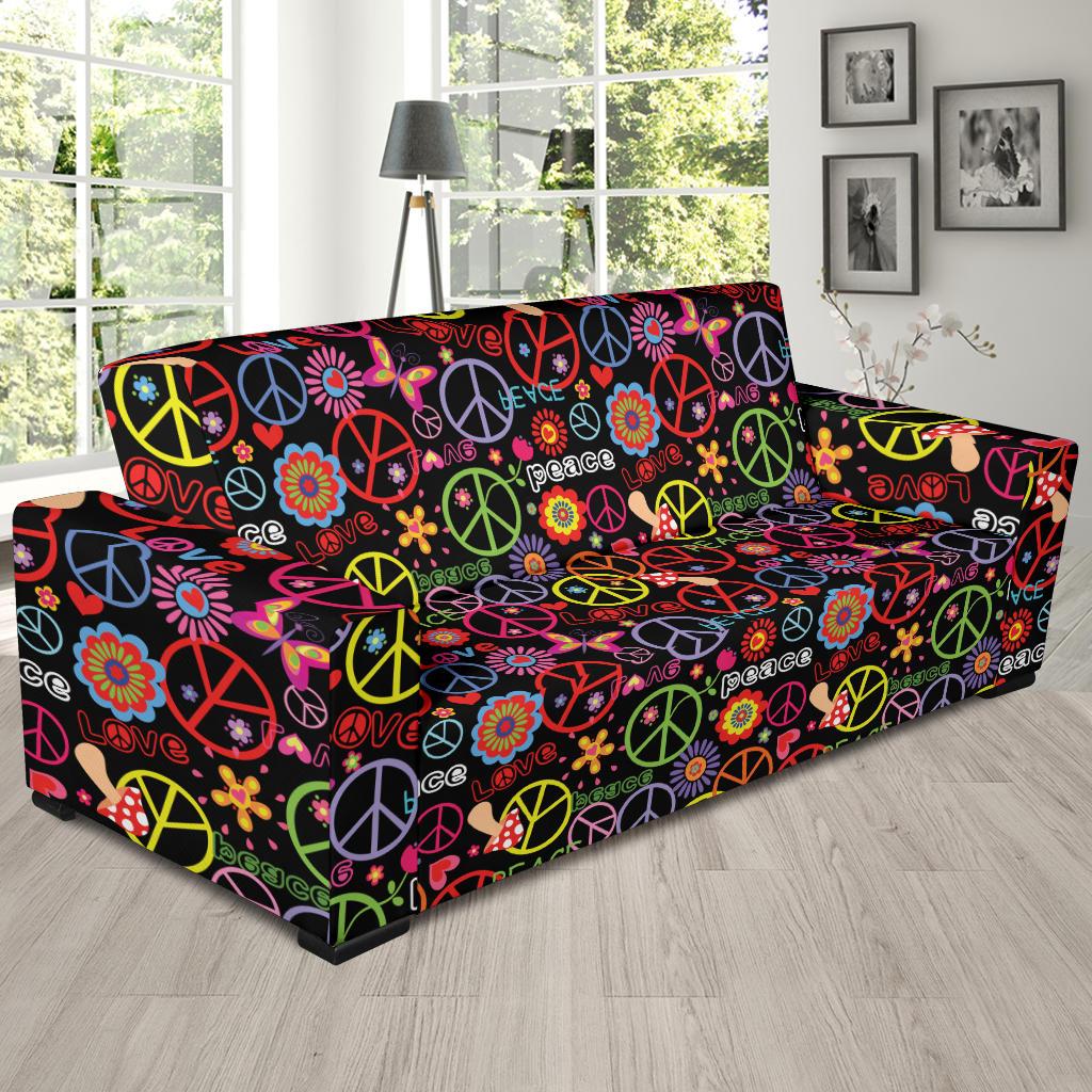 Peace Sign Colorful Design Print Sofa Slipcover-JTAMIGO.COM