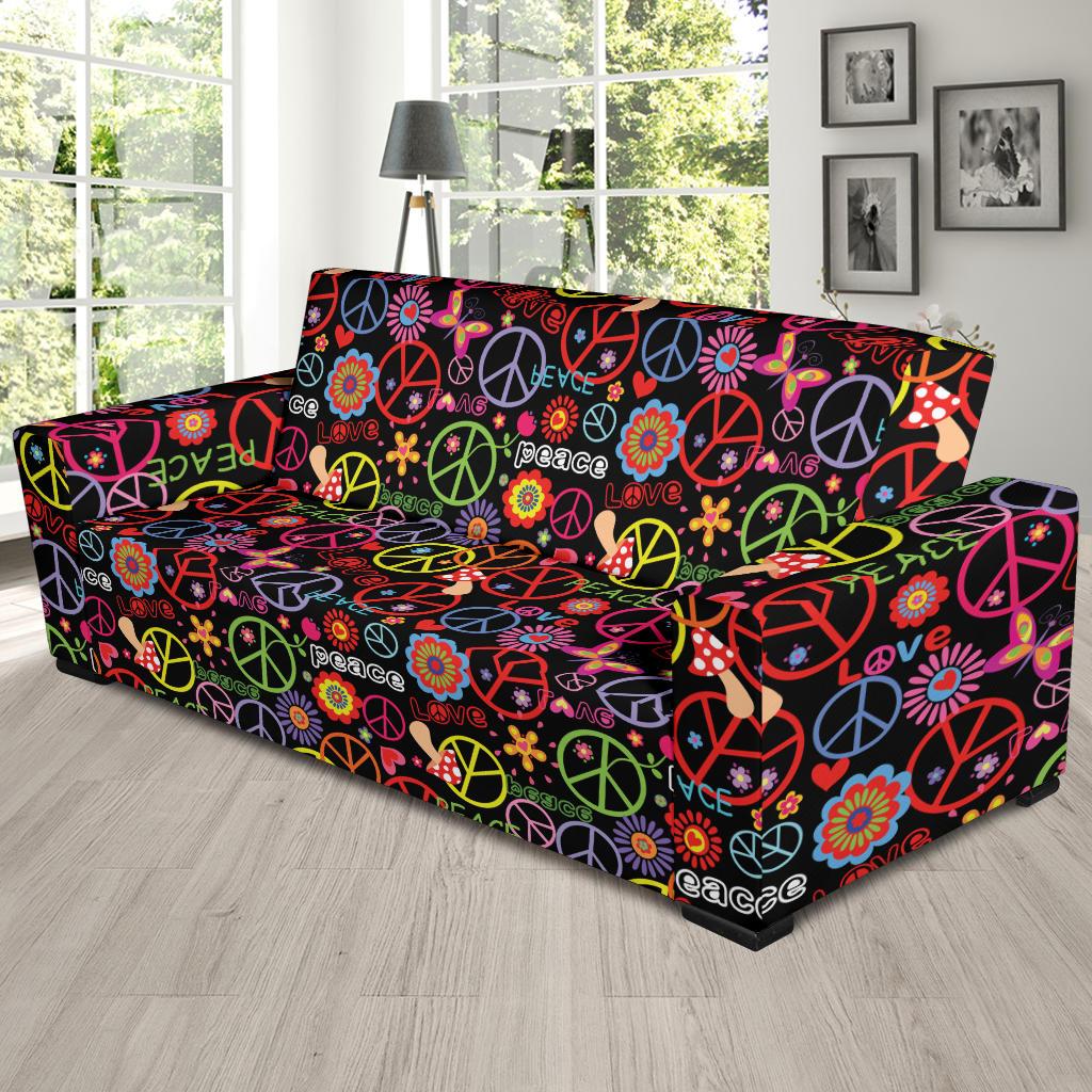 Peace Sign Colorful Design Print Sofa Slipcover-JTAMIGO.COM