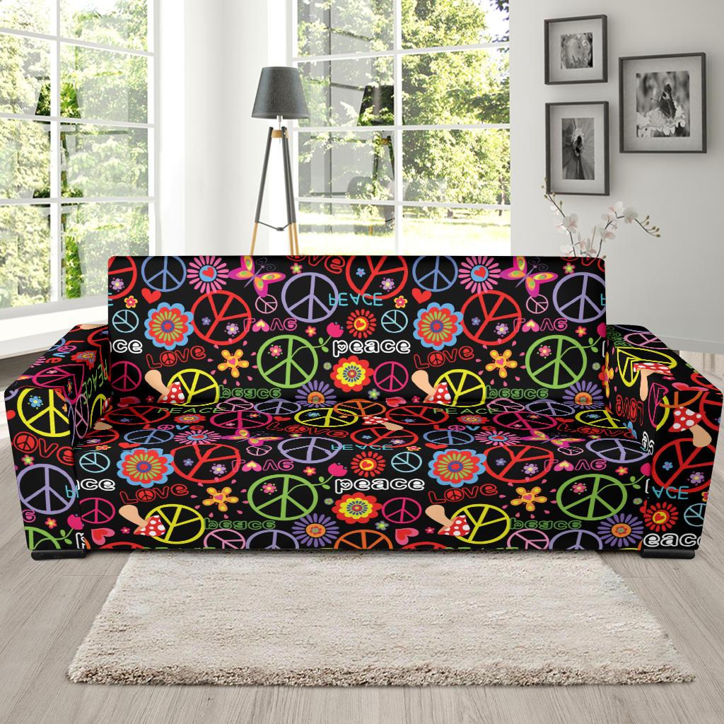 Peace Sign Colorful Design Print Sofa Slipcover-JTAMIGO.COM