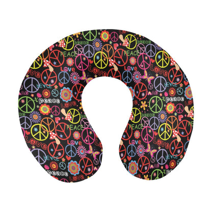 Peace Sign Colorful Design Print U-Shaped Travel Neck Pillow-JTAMIGO.COM