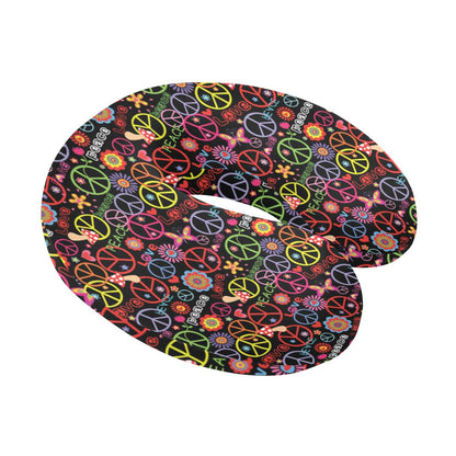 Peace Sign Colorful Design Print U-Shaped Travel Neck Pillow-JTAMIGO.COM