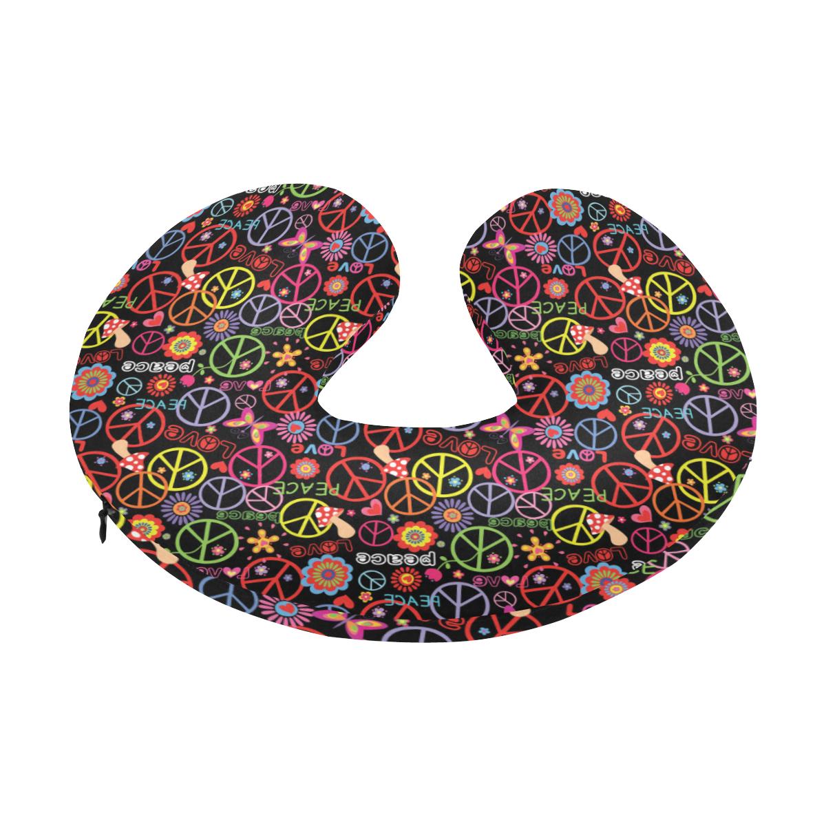 Peace Sign Colorful Design Print U-Shaped Travel Neck Pillow-JTAMIGO.COM