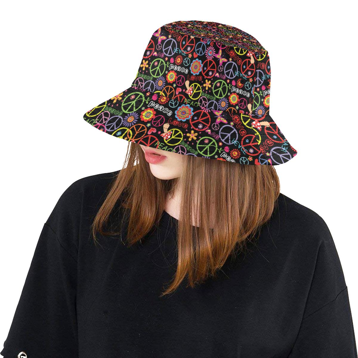 Peace Sign Colorful Design Print Unisex Bucket Hat