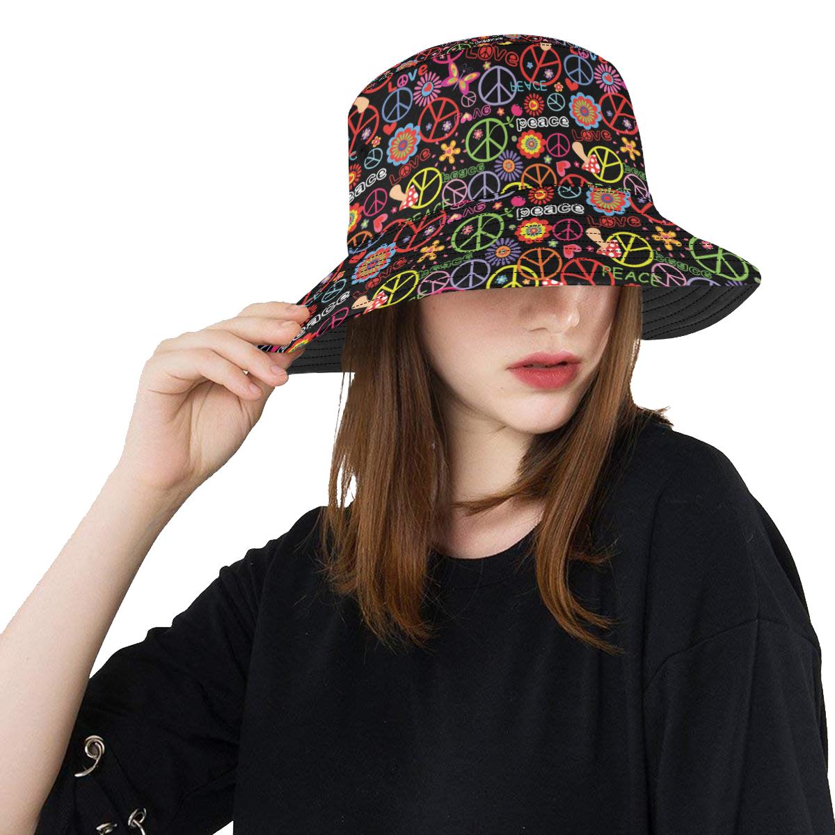 Peace Sign Colorful Design Print Unisex Bucket Hat