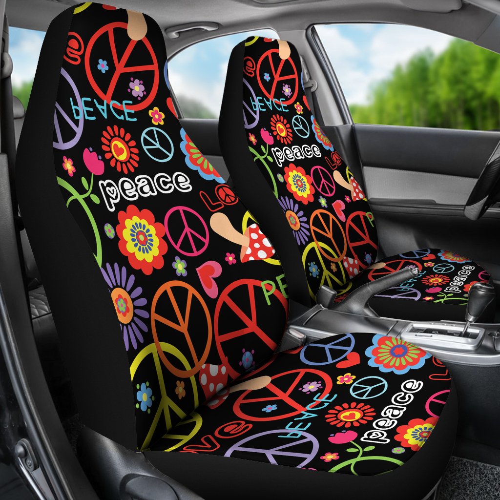 Peace Sign Colorful Design Print Universal Fit Car Seat Covers