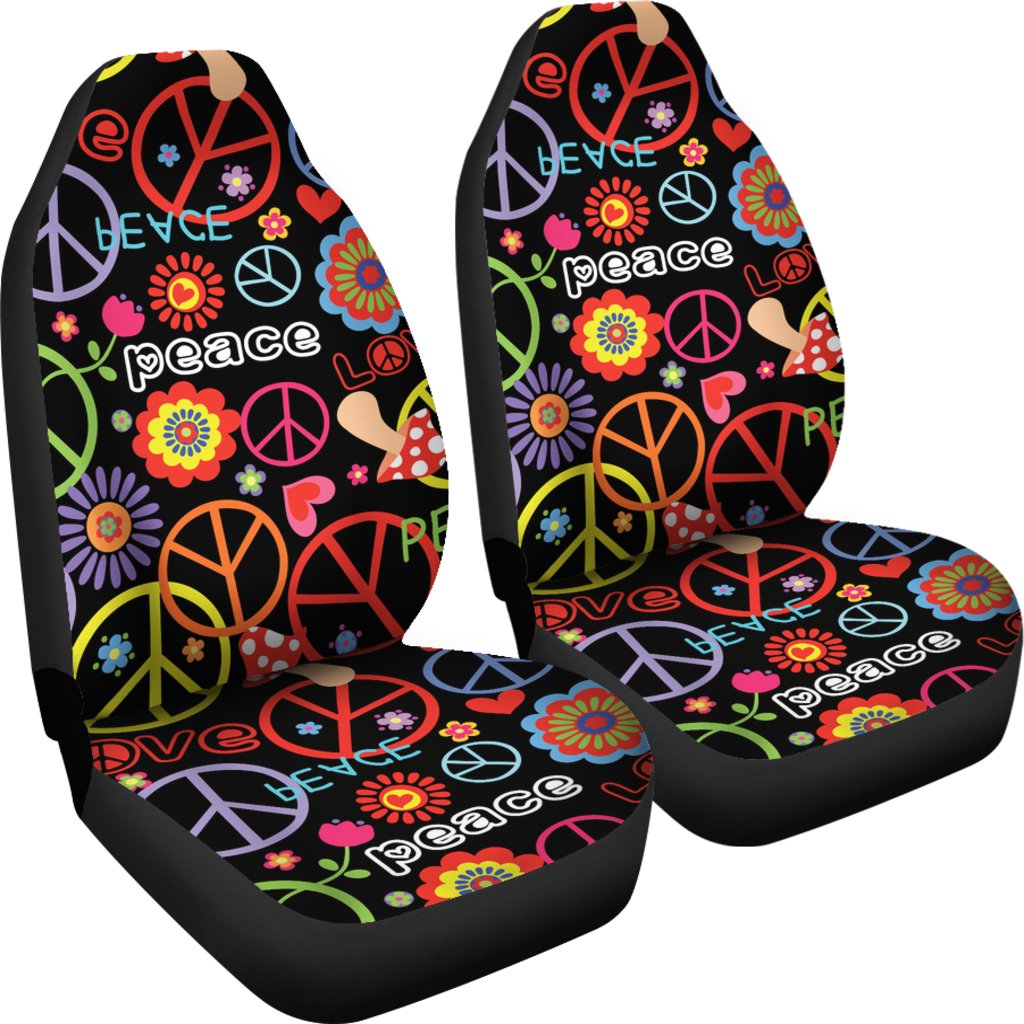 Peace Sign Colorful Design Print Universal Fit Car Seat Covers